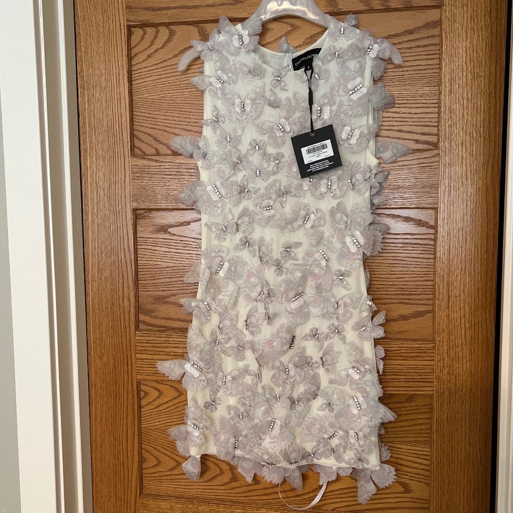 Cynthia Rowley Ivory Bridal Butterfly Rhinestone Dress NWT $725